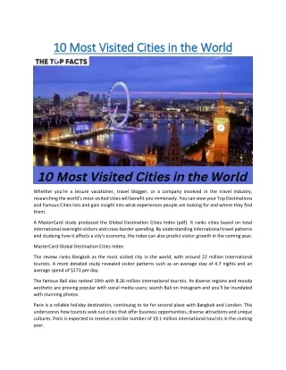 10 most visited cities in the world 10 most