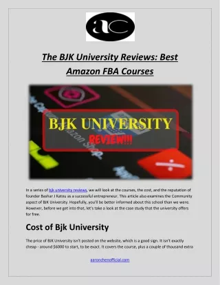 The BJK University Reviews Best Amazon FBA Courses