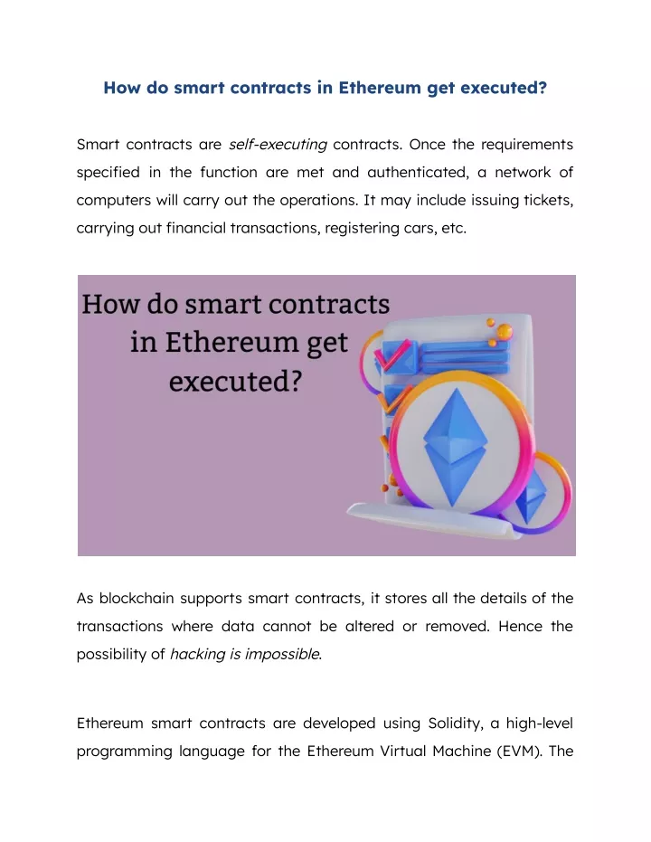 how do smart contracts in ethereum get executed