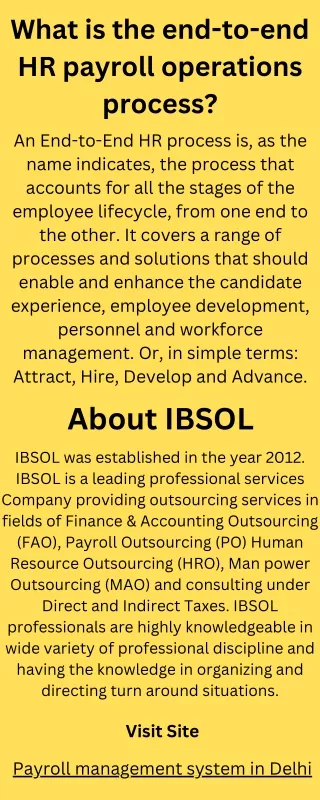 what is the end to end hr payroll operations