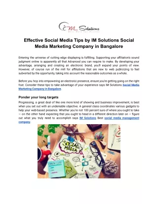 Effective Social Media Tips by IM Solutions Social Media Marketing Company in Bangalore