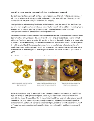 Best Gift for House Warming Ceremony | Gift ideas for Griha Pravesh at Ashtok
