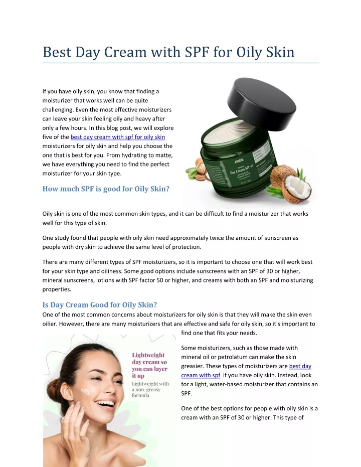 best day cream with spf for oily skin