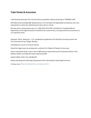 tripti shetty associates