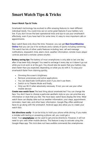smart watch tips tricks