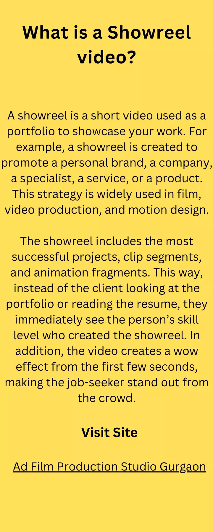 what is a showreel video