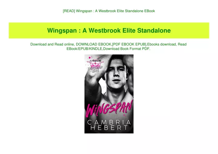 read wingspan a westbrook elite standalone ebook