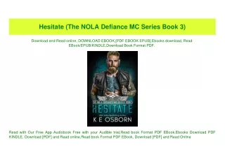 (READ)^ Hesitate (The NOLA Defiance MC Series Book 3) Read Online