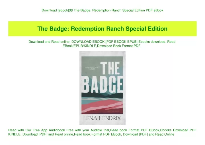 download ebook the badge redemption ranch special