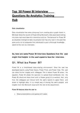 Top 50 Power BI Interview Questions By ATH