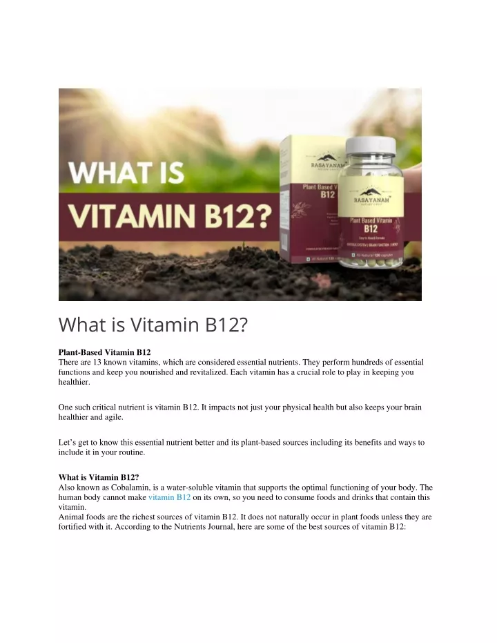 what is vitamin b12 plant based vitamin b12 there