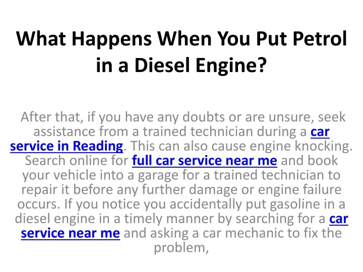 what happens when you put petrol in a diesel engine
