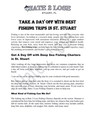 Book The Best Fishing Charters Trip in Stuart