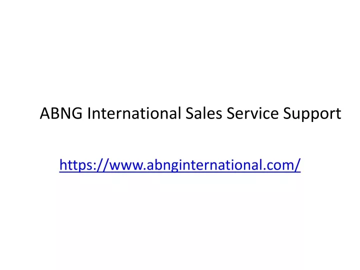 abng international sales service support