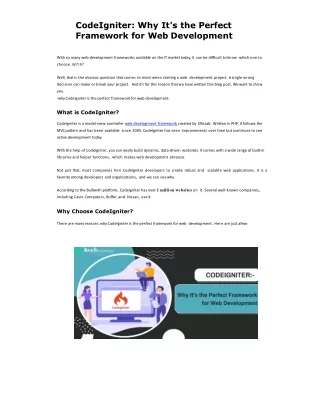 codeigniter why it s the perfect framework