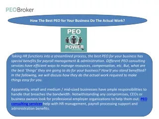 How The Best PEO for Your Business Do The Actual Work