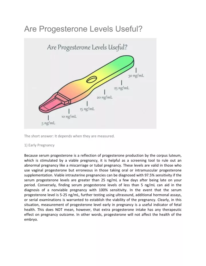 are progesterone levels useful