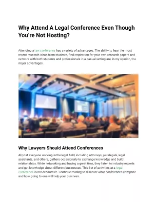 Why Attend A Legal Conference Even Though You’re Not Hosting