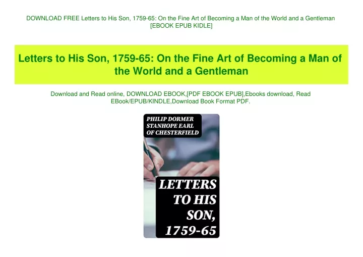 download free letters to his son 1759