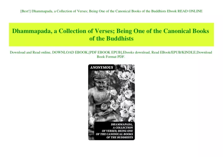 best dhammapada a collection of verses being