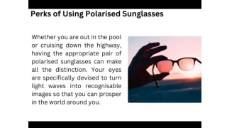 Perks of Using Polarised Sunglasses_