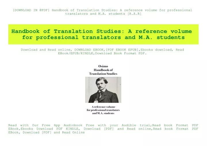 download in @pdf handbook of translation studies