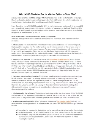 Why IMSUC Ghaziabad Can be a Better Option to Study BBA?