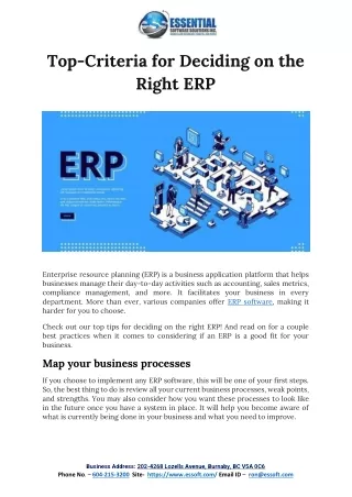 Top-Criteria for Deciding On the Right ERP