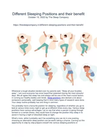 Different Sleeping Positions and their benefit