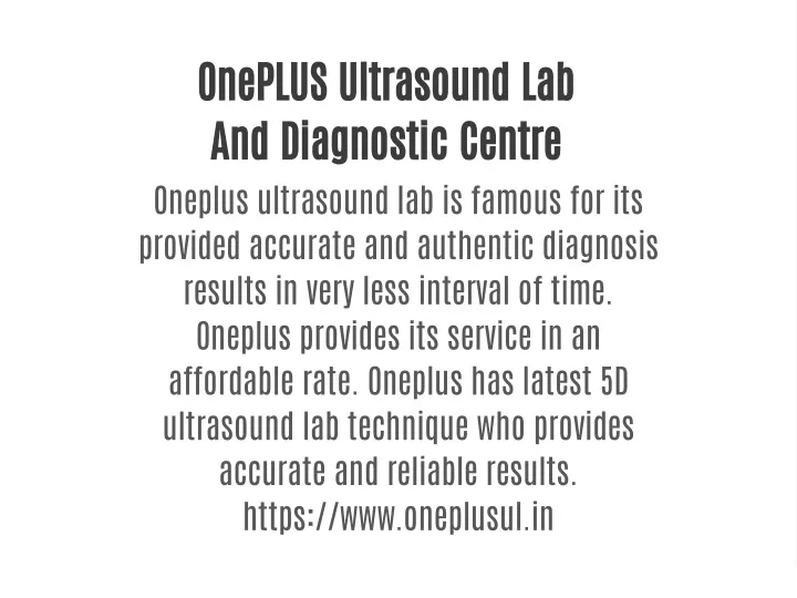 oneplus ultrasound lab and diagnostic centre