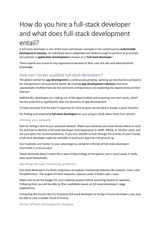 how do you hire a full stack developer and what