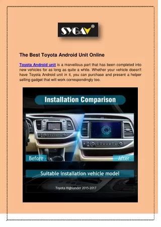 The Best Toyota Android Unit Online