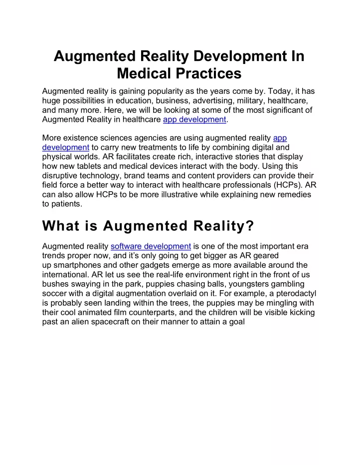 augmented reality development in medical practices