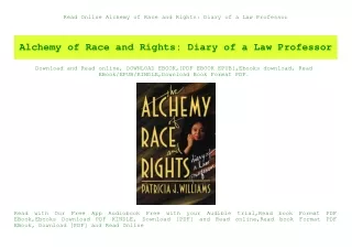 Read Online Alchemy of Race and Rights Diary of a Law Professor (DOWNLOAD E.B.O.O.K.^)