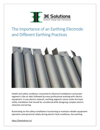 The Importance of an Earthing Electrode and Different Earthing Practices