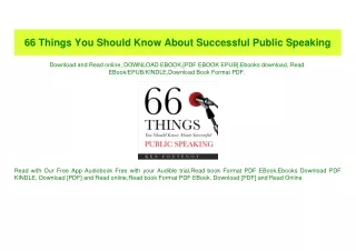 (READ)^ 66 Things You Should Know About Successful Public Speaking ^DOWNLOAD E.B.O.O.K.#