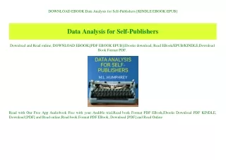 DOWNLOAD EBOOK Data Analysis for Self-Publishers [KINDLE EBOOK EPUB]