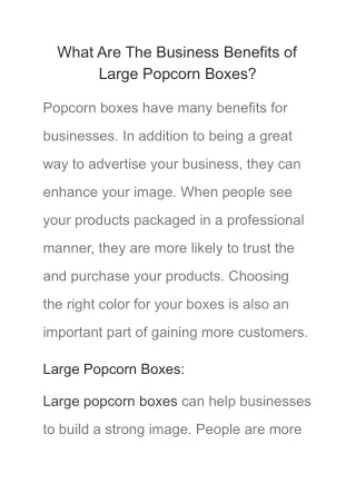 what are the business benefits of large popcorn