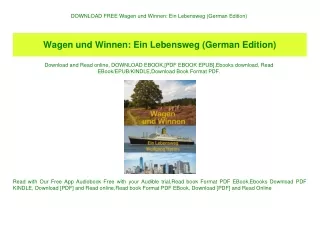 DOWNLOAD FREE Wagen und Winnen Ein Lebensweg (German Edition) (READ PDF EBOOK)