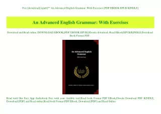 Free [download] [epub]^^ An Advanced English Grammar With Exercises [PDF EBOOK EPUB KINDLE]
