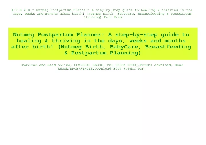 r e a d nutmeg postpartum planner a step by step