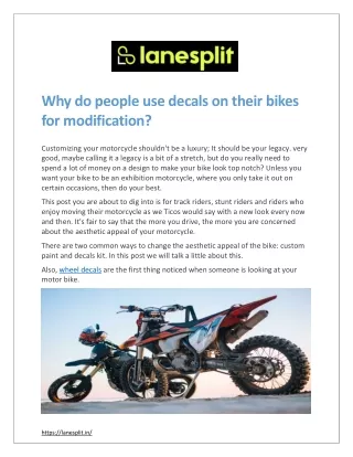 Why do people use decals on their bikes for modification