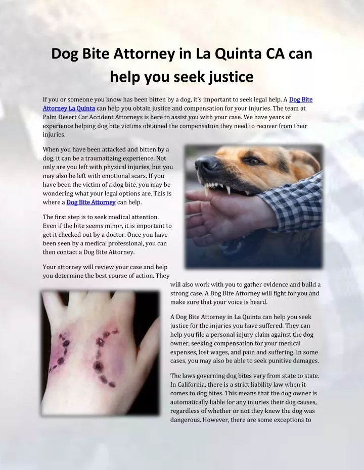 dog bite attorney in la quinta ca can help