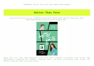 {DOWNLOAD} Better Than Fate [PDF EBOOK EPUB KINDLE]