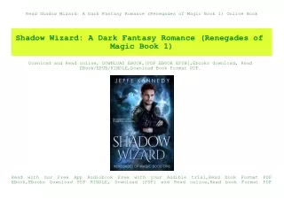 Read Shadow Wizard A Dark Fantasy Romance (Renegades of Magic Book 1) Online Book