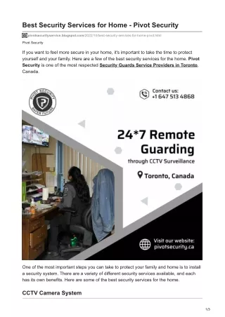 Best Security Services for Home - Pivot Security