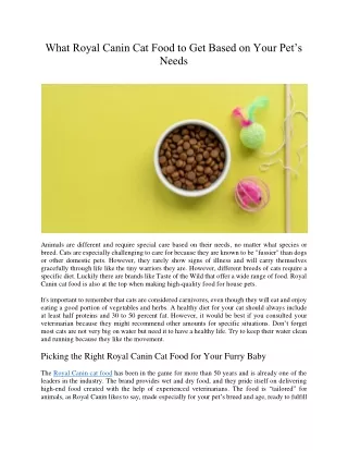what royal canin cat food to get based on your