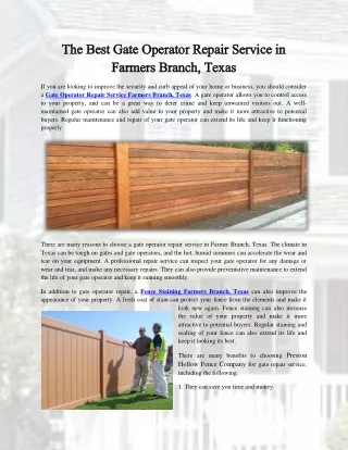 the best gate operator repair service in the best
