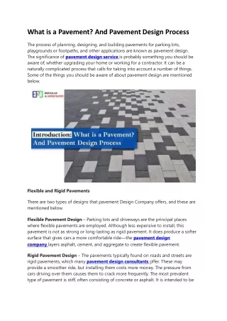 What is a Pavement  And Pavement Design Process