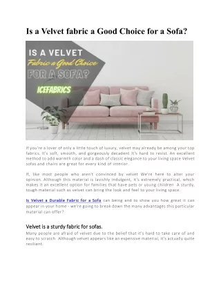 is a velvet fabric a good choice for a sofa